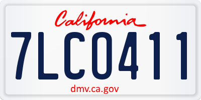 CA license plate 7LCO411