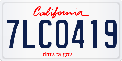 CA license plate 7LCO419