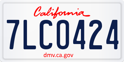CA license plate 7LCO424