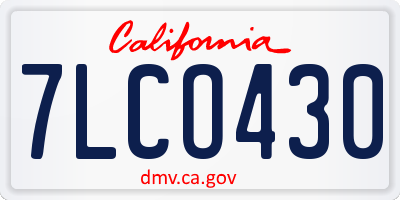 CA license plate 7LCO430