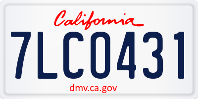 CA license plate 7LCO431