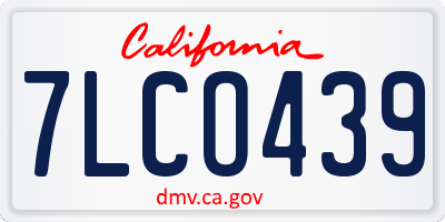 CA license plate 7LCO439