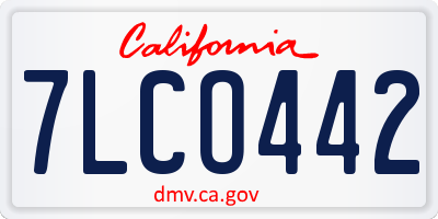 CA license plate 7LCO442