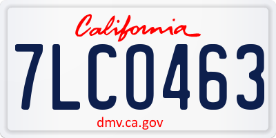 CA license plate 7LCO463