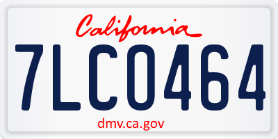 CA license plate 7LCO464