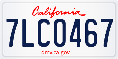CA license plate 7LCO467