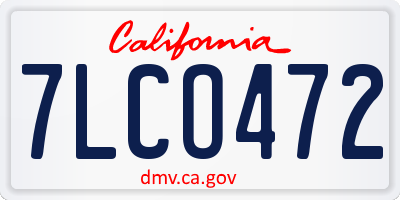 CA license plate 7LCO472