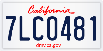 CA license plate 7LCO481