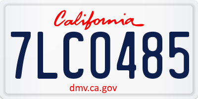 CA license plate 7LCO485