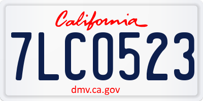 CA license plate 7LCO523