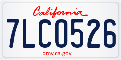 CA license plate 7LCO526