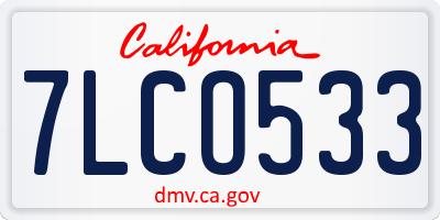 CA license plate 7LCO533
