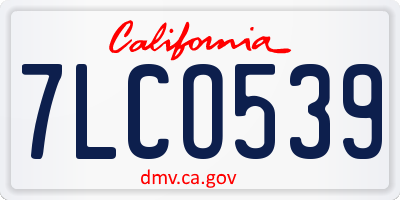 CA license plate 7LCO539