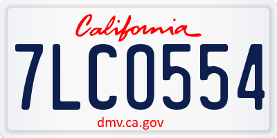 CA license plate 7LCO554