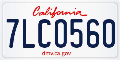 CA license plate 7LCO560