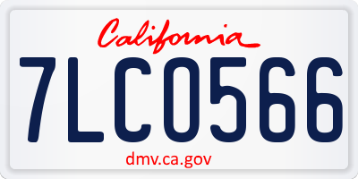 CA license plate 7LCO566