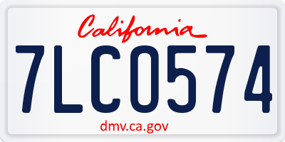 CA license plate 7LCO574