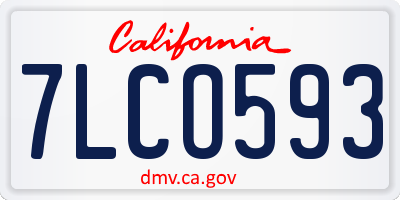 CA license plate 7LCO593