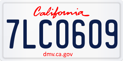 CA license plate 7LCO609