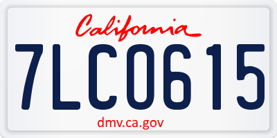 CA license plate 7LCO615