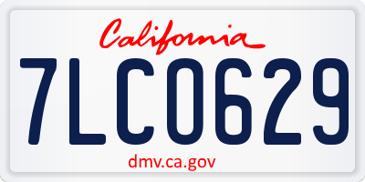 CA license plate 7LCO629
