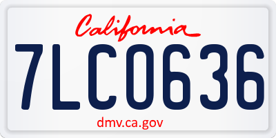 CA license plate 7LCO636