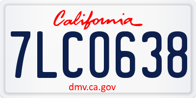 CA license plate 7LCO638