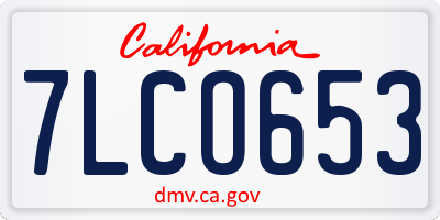 CA license plate 7LCO653