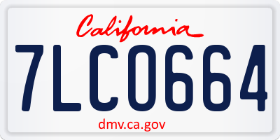 CA license plate 7LCO664