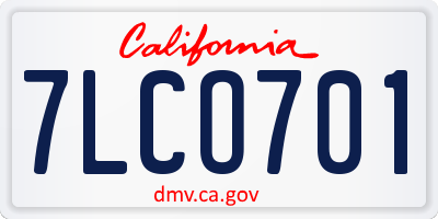 CA license plate 7LCO701