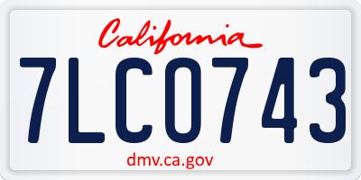 CA license plate 7LCO743