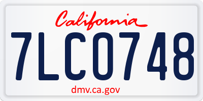 CA license plate 7LCO748