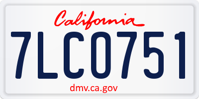 CA license plate 7LCO751