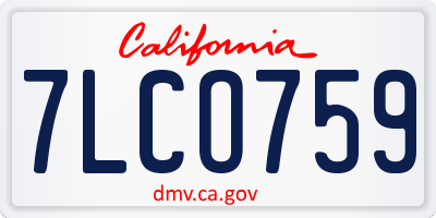 CA license plate 7LCO759