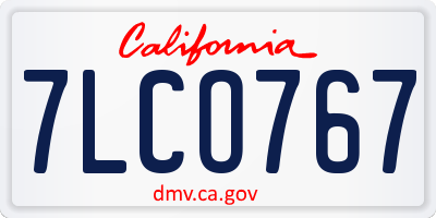 CA license plate 7LCO767