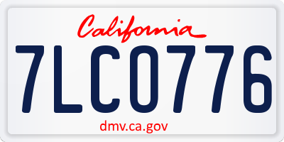 CA license plate 7LCO776