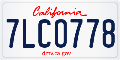 CA license plate 7LCO778