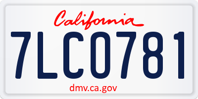 CA license plate 7LCO781