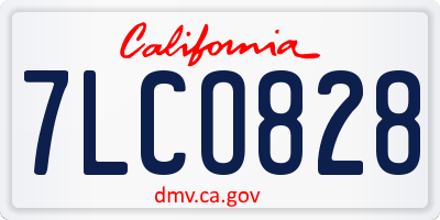 CA license plate 7LCO828