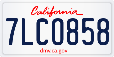 CA license plate 7LCO858