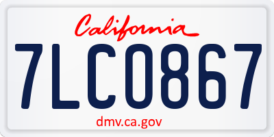 CA license plate 7LCO867