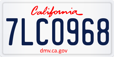 CA license plate 7LCO968