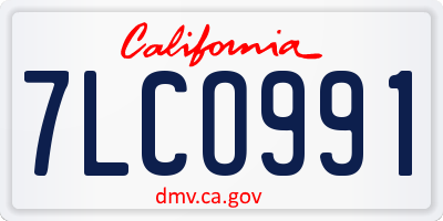 CA license plate 7LCO991
