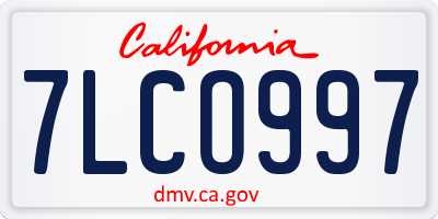CA license plate 7LCO997