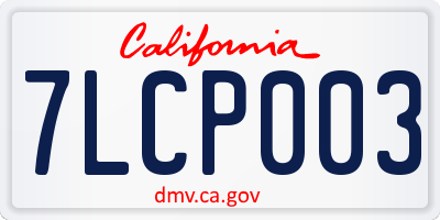 CA license plate 7LCP003