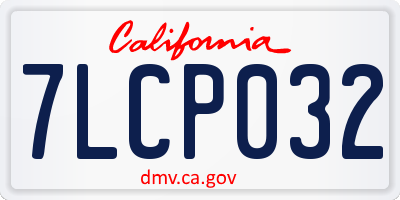 CA license plate 7LCP032