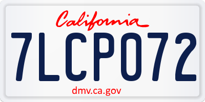 CA license plate 7LCP072