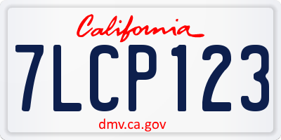 CA license plate 7LCP123