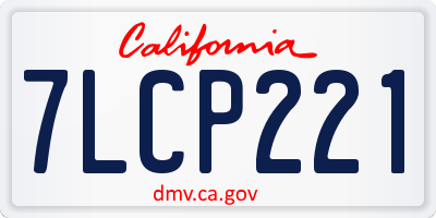 CA license plate 7LCP221