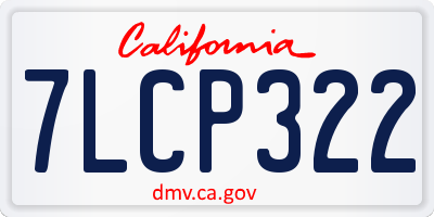 CA license plate 7LCP322